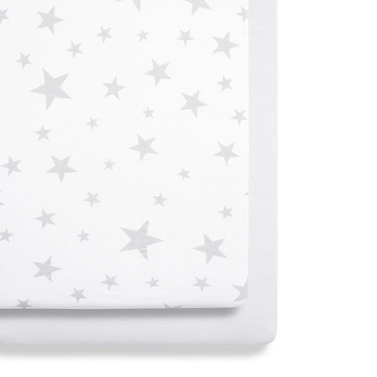 Snuz Twin Pack Bassinet Sheets - Grey Star