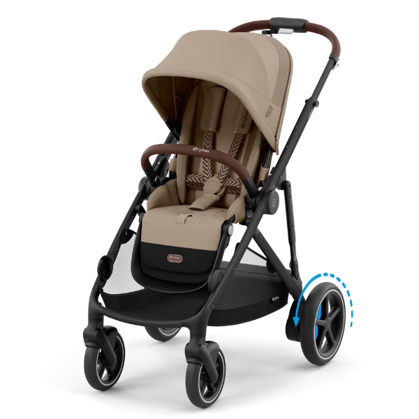 Cybex e-Gazelle S Electronic Assist Stroller, Black Frame/Almond Beige
