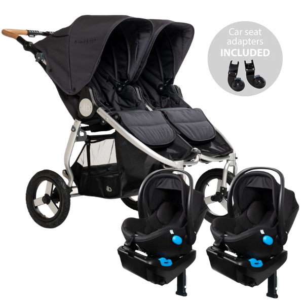 stroller for twin babies Bumbleride Indie Twin + Two Clek Liings Travel System Dusk