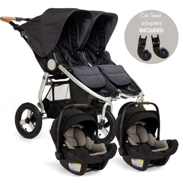 indie double stroller Bumbleride Indie Twin + Two Pipa Aire Travel System Dusk/Caviar