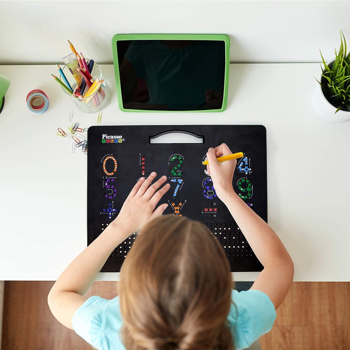 PicassoTiles 2-in-1 Double Sided Magnetic Drawing Board ABC + Number