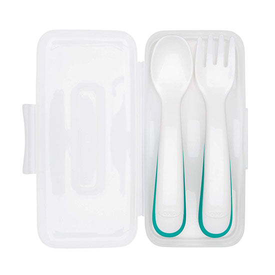 OXO On-the-Go Fork and Spoon Set wih Travel Case - Teal_thumb1