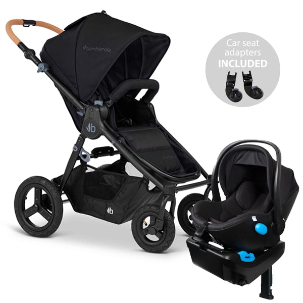 Bumbleride Era Stroller in Black with Clek Liing in Railroad Ziip (FR Free) Travel System