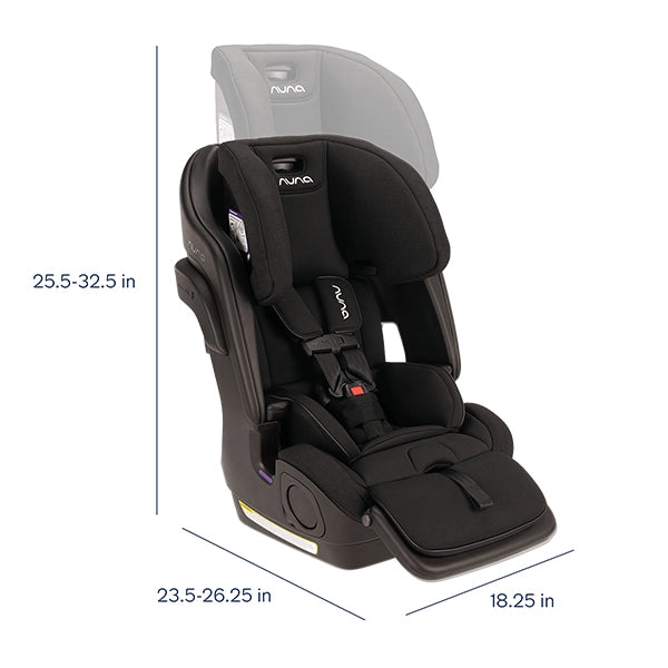 Nuna LUMN Harness Booster Car Seat in Caviar Dimensions