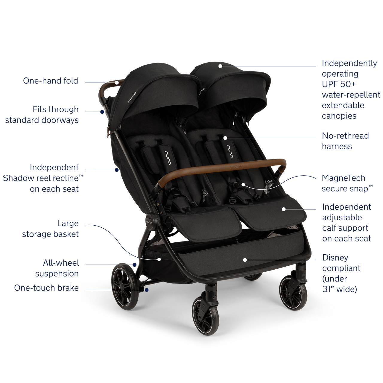 nuna trvl double stroller features