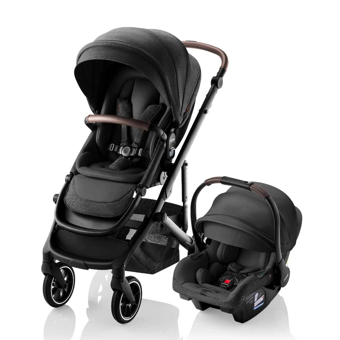 Romer Tura Stroller, Portable Toddler and Baby Stroller + Infant Car Seat - Peppercorn