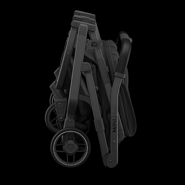 UPPAbaby Minu Duo Side-by-Side Compact Double Stroller in Jake Folded Profile View