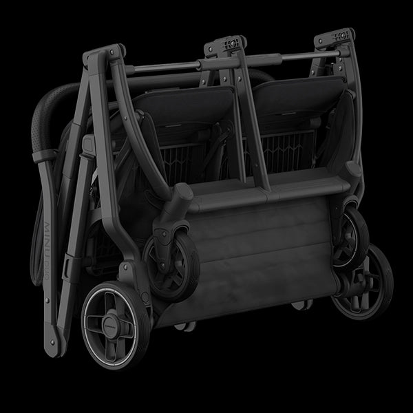 UPPAbaby Minu Duo Side-by-Side Compact Double Stroller in Jake Folded Quarter Turn View