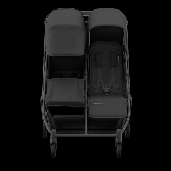 UPPAbaby Minu Duo Side-by-Side Compact Double Stroller in Jake Features on the Left