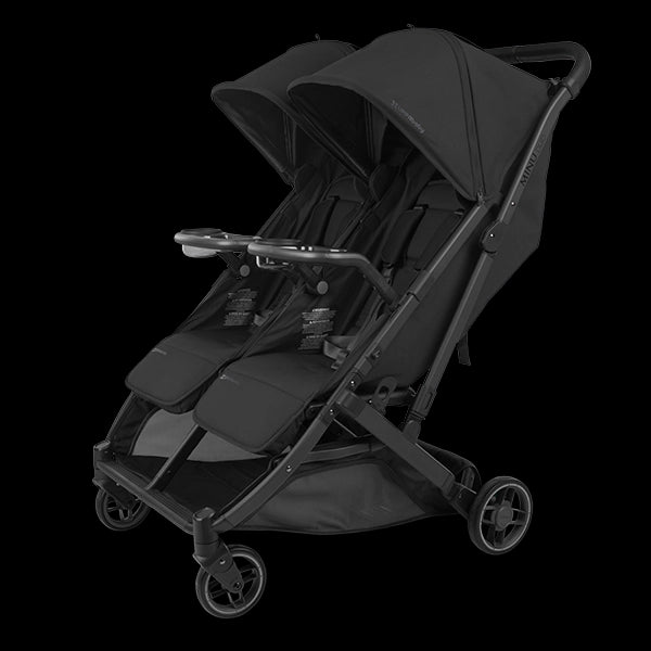 UPPAbaby Minu Duo Side-by-Side Compact Double Stroller in Jake with Double Snack Tray Sold Separately