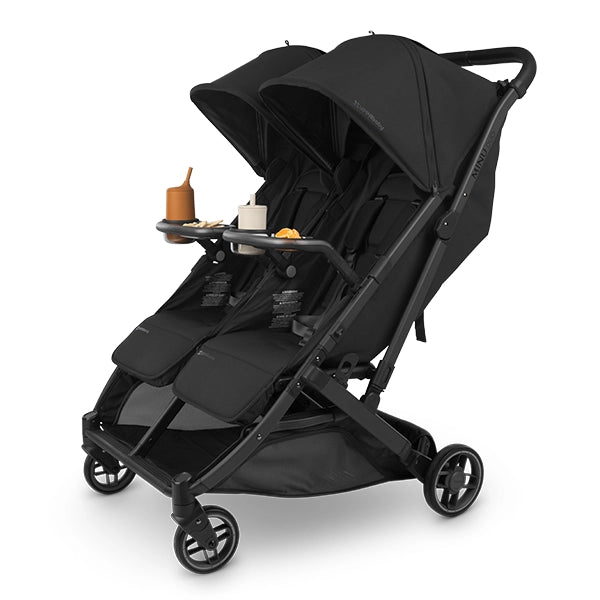 UPPAbaby Two Snack Tray on Minu Duo Quarter Turn in Use