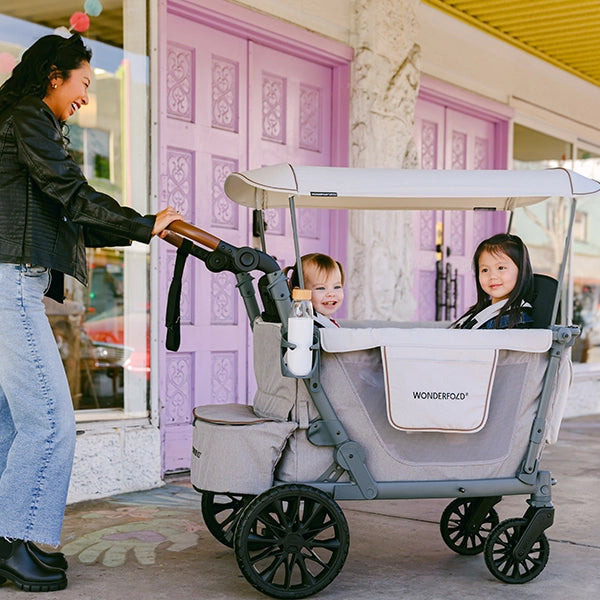WonderFold L2 Double Stroller Wagon in Gray Lifestyle