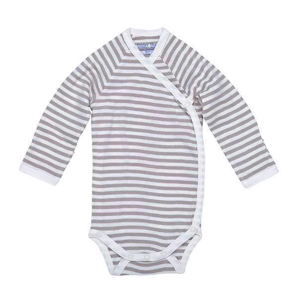 Under The Nile Long Sleeve Side Snap Babybody - Tan Stripe Product