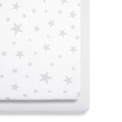 Snuz Twin Pack Sheets - Crib Grey Star
