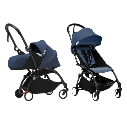 
Stokke YOYO Stroller with Newborn Set - Black Frame/ Air France