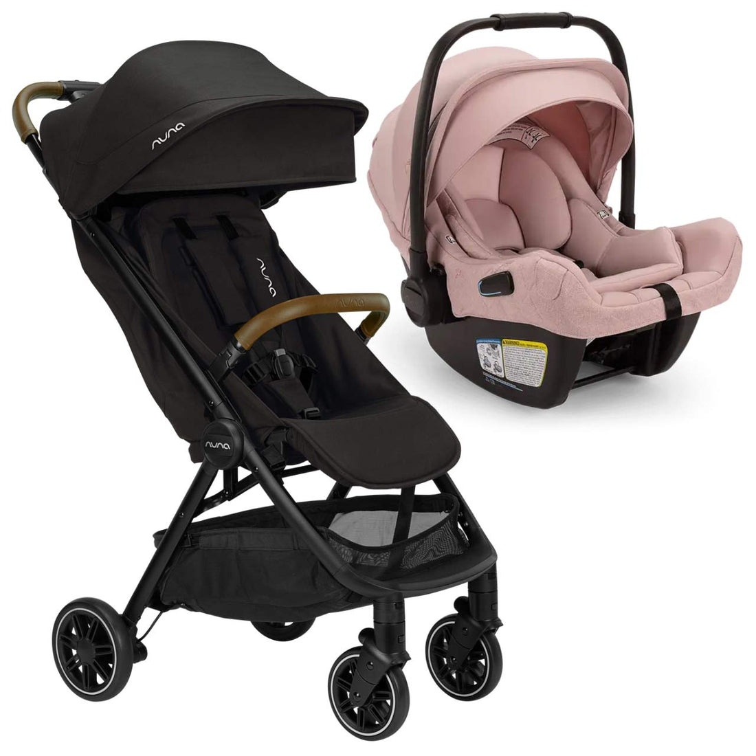 stroller with car seat for girl Nuna TRVL + Pipa Aire RX Travel System Caviar/Caviar