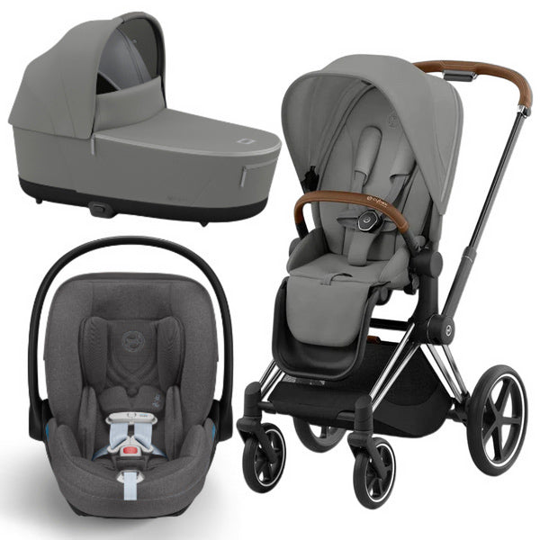 cybex stroller and car seat Cybex Priam 4 Newborn Stroller with Car Seat Peach Pink/Chrome Black