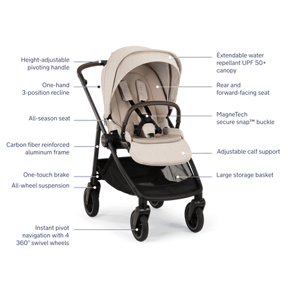 Nuna Swiv Carbon Fiber Stroller features 