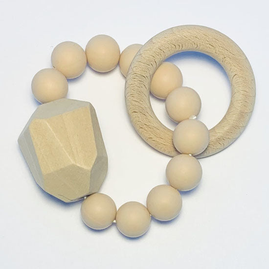 Sugar + Maple Silicone with Beechwood Teether - Gem Natural