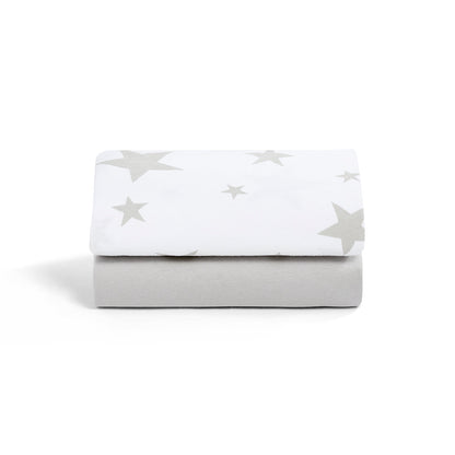 Snuz Twin Pack Sheets - Crib Grey Star