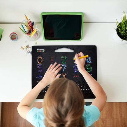 PicassoTiles 2-in-1 Double Sided Magnetic Drawing Board ABC + Number