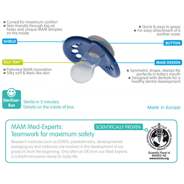 MAM Night & Day Silicone Pacifier 3pk - 6+ Mon-4