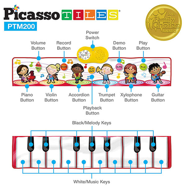 PicassoTiles PTM200 Portable Large Piano Keyboard