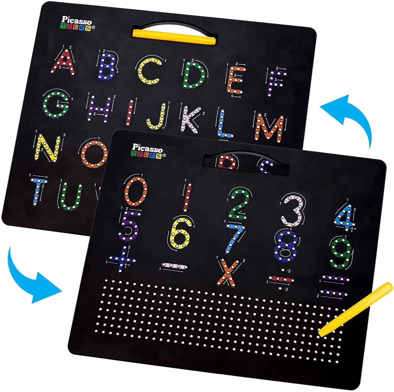 PicassoTiles 2-in-1 Double Sided Magnetic Drawing Board ABC + Number