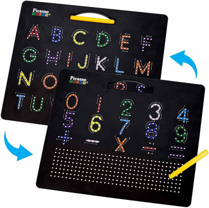 PicassoTiles 2-in-1 Double Sided Magnetic Drawing Board ABC + Number