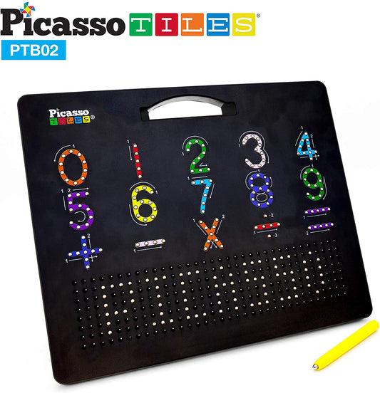 PicassoTiles 2-in-1 Double Sided Magnetic Drawing Board ABC + Number