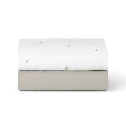 
Bassinet 2 Pack Fitted Sheets - White Star