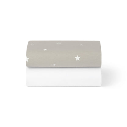 
Bassinet 2 Pack Fitted Sheets - Gray Star