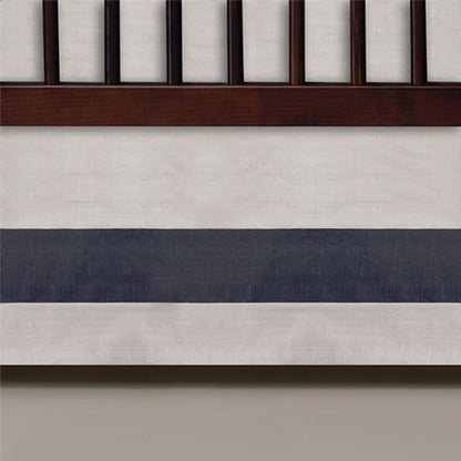 Oilo Band Crib Skirt - Linen and Charcoal