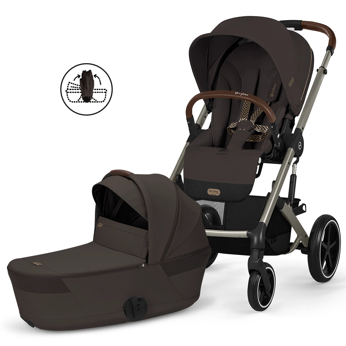 Cybex Balios S Lux Stroller with Fold Cot Newborn System Bundle in Chocolate Brown the most popular color as of launch