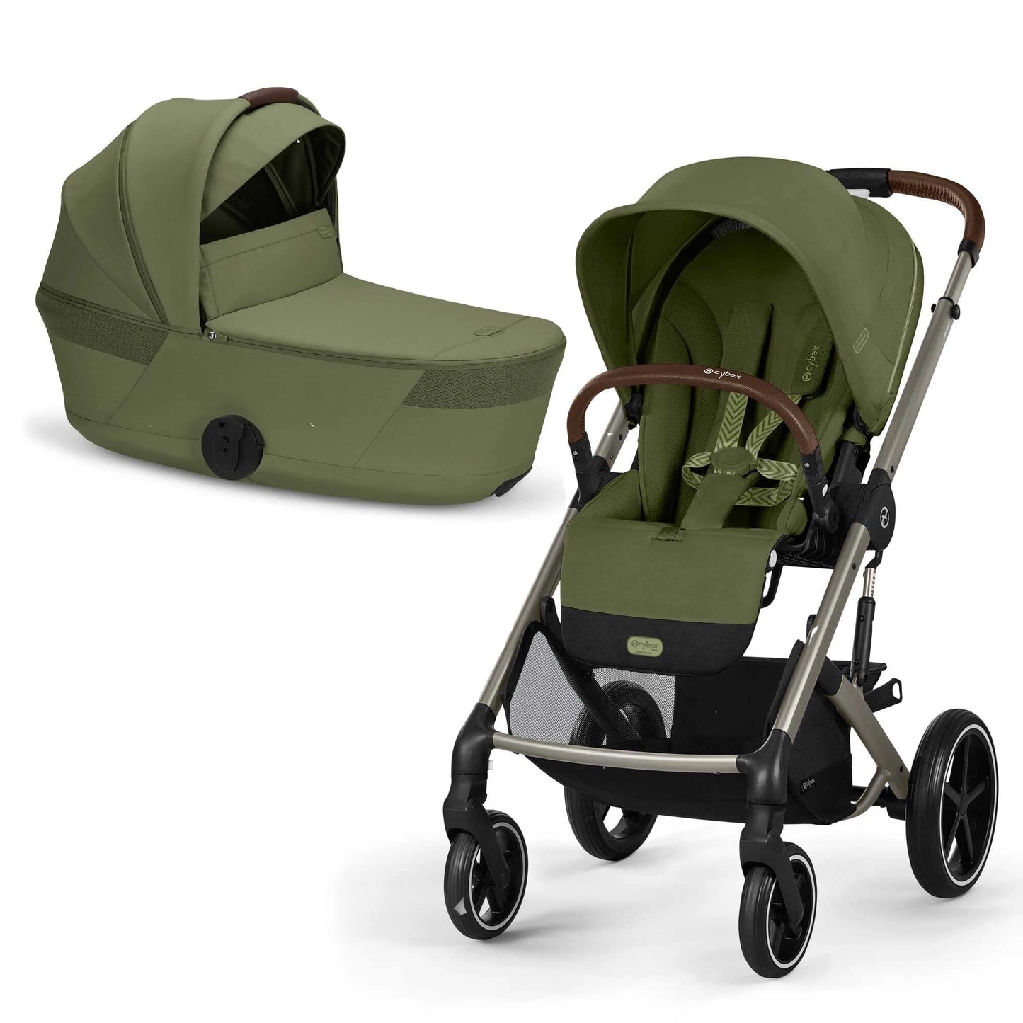 Cybex Balios S Lux Stroller with Fold Cot Newborn System Bundle in Sage Green. TBA on arrival
