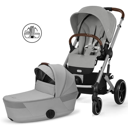 
Cybex Balios S Lux Stroller with Fold Cot Newborn System Bundle in Stone Grey Hero Image