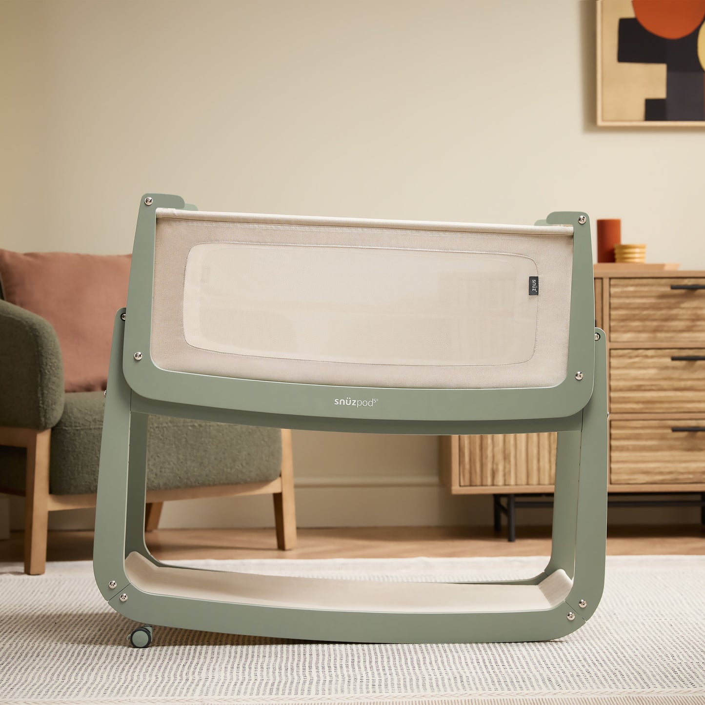 SnuzPod 5 Bedside Bassinet - Sage