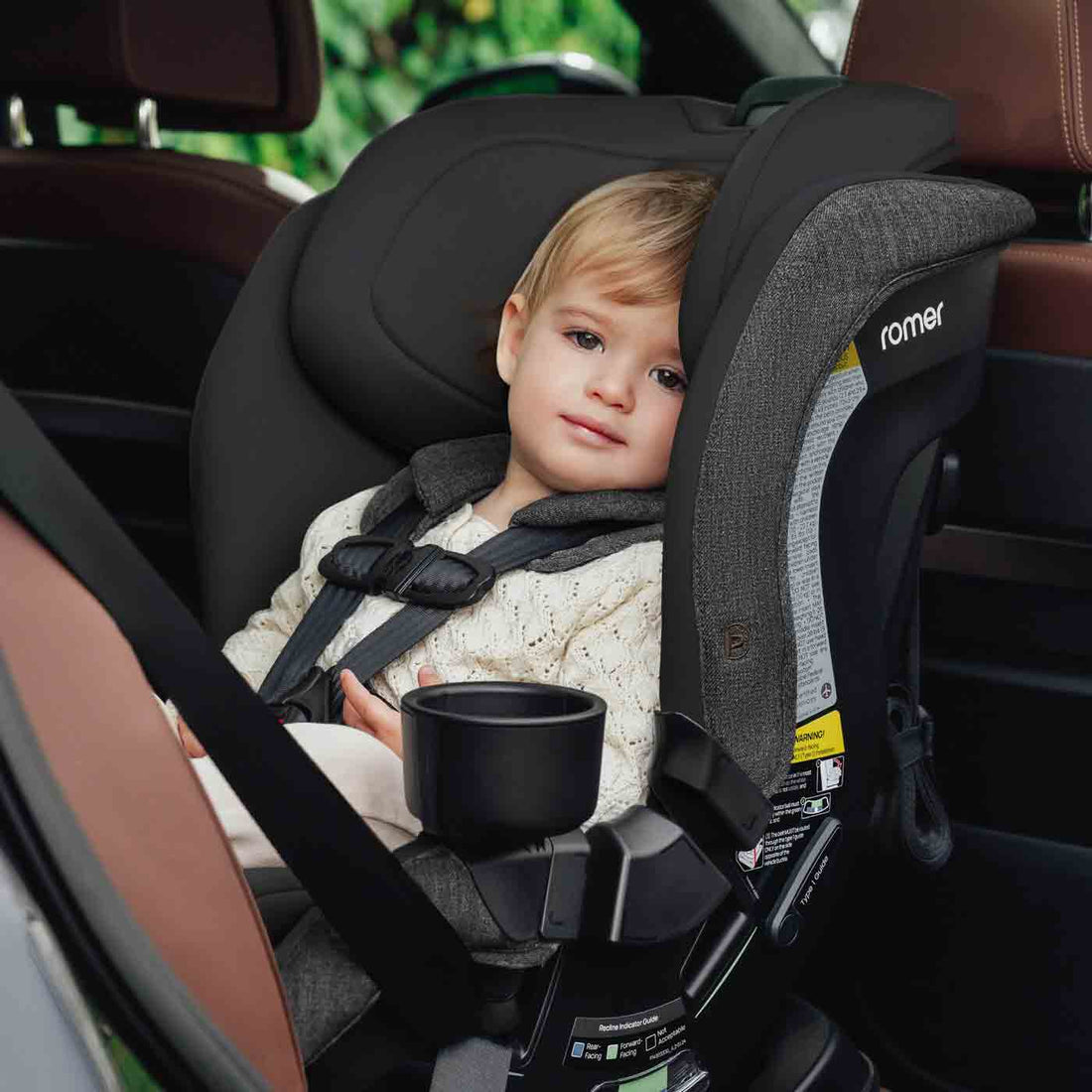 Romer Veni Convertible Car Seat, Two-Stage Car Seat with Slim 17” Design and SecureLoc -  Peppercorn