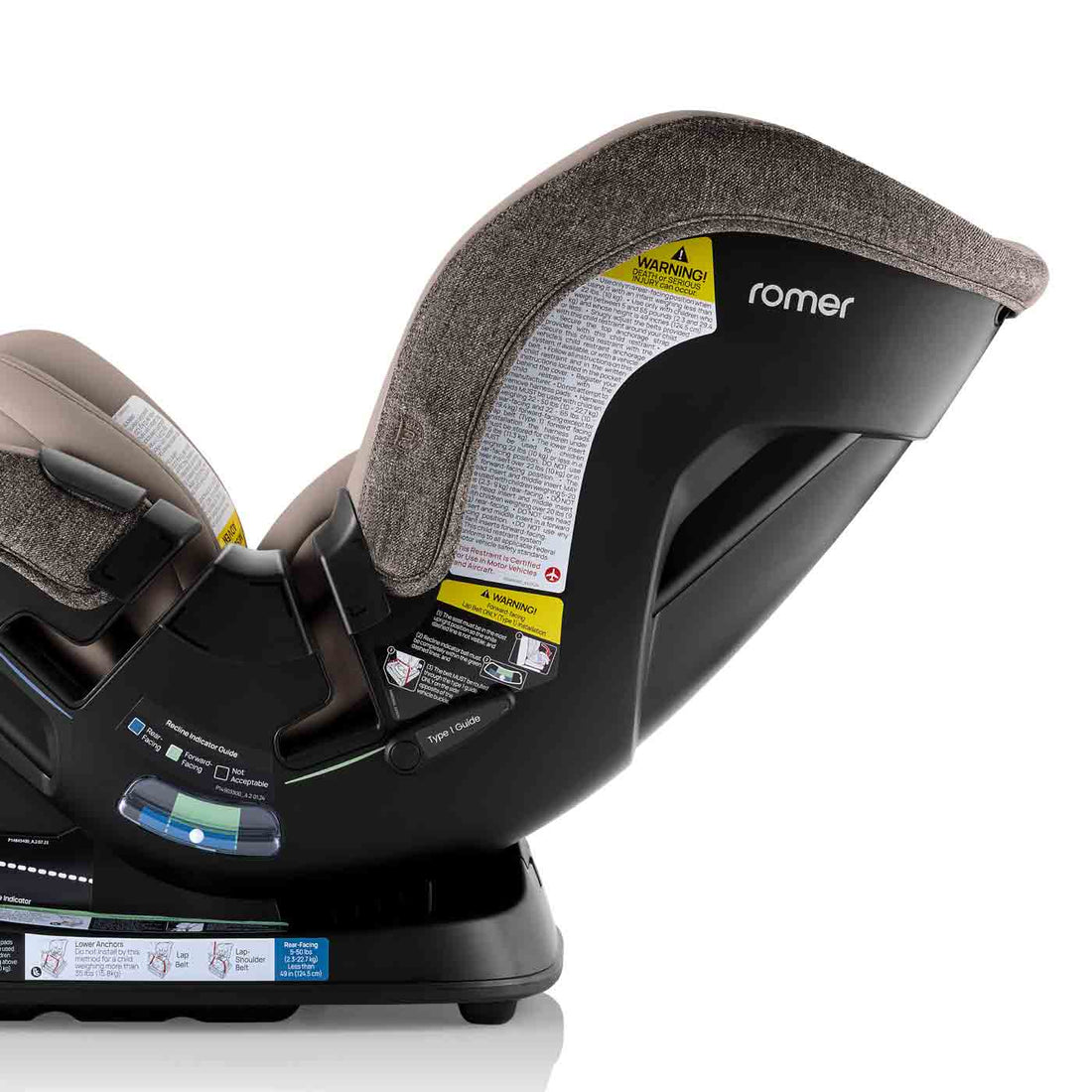 Romer Veni Convertible Car Seat, Two-Stage Car Seat with Slim 17” Design and SecureLoc - Truffle