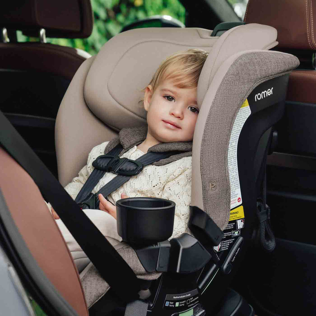 Romer Veni Convertible Car Seat, Two-Stage Car Seat with Slim 17” Design and SecureLoc - Truffle