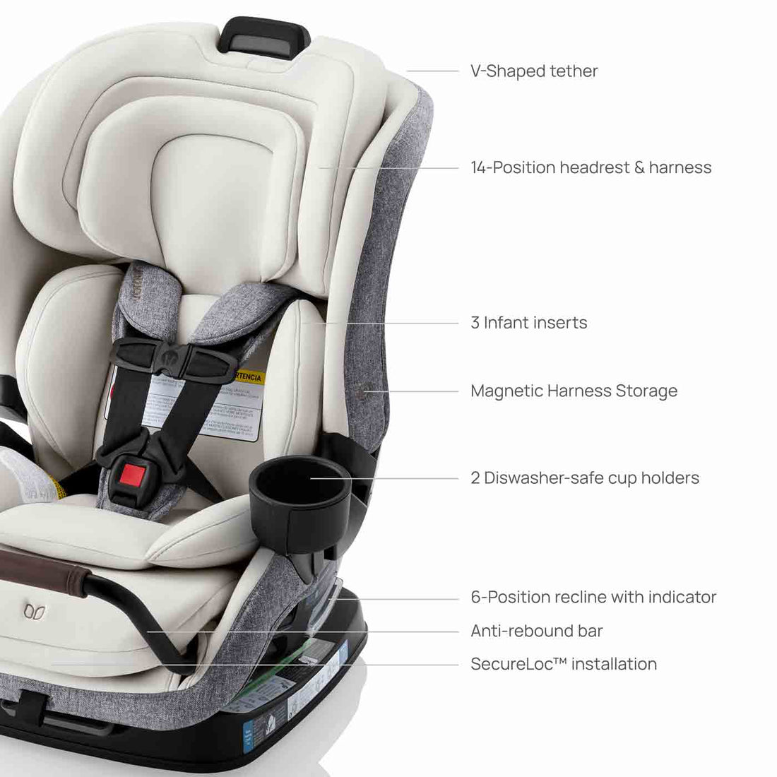 Romer Veni Convertible Car Seat, Two-Stage Car Seat with Slim 17” Design and SecureLoc - Pearl