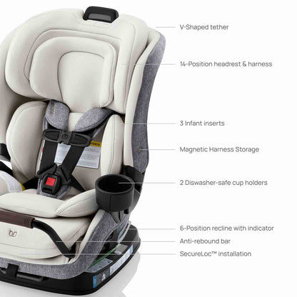 Romer Veni Convertible Car Seat, Two-Stage Car Seat with Slim 17” Design and SecureLoc - Pearl