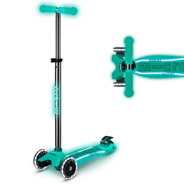Micro Kickboard Maxi Glow Plus LED Scooter in the Dark in Jelly Green