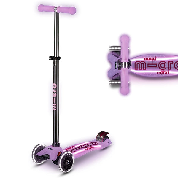 Micro Kickboard Maxi Glow Plus LED Scooter in the Dark in Luminous Purple