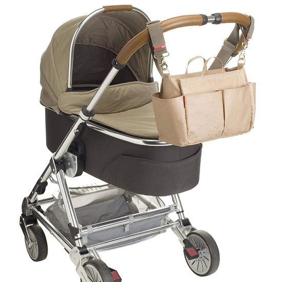 Storksak Noa Luxe Changing Bag - Midnight Blue Diaper Bag Insert on Stroller Lifestyle