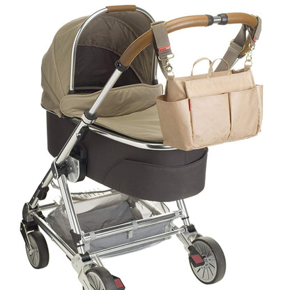 Storksak Noa Luxe Changing Bag - Midnight Blue Diaper Bag Insert on Stroller Lifestyle