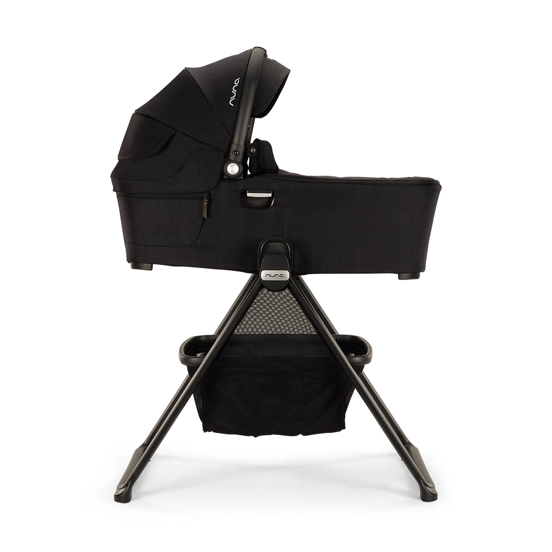 Nuna Demi Bassinet on Stand for Overnight Sleep Profile View