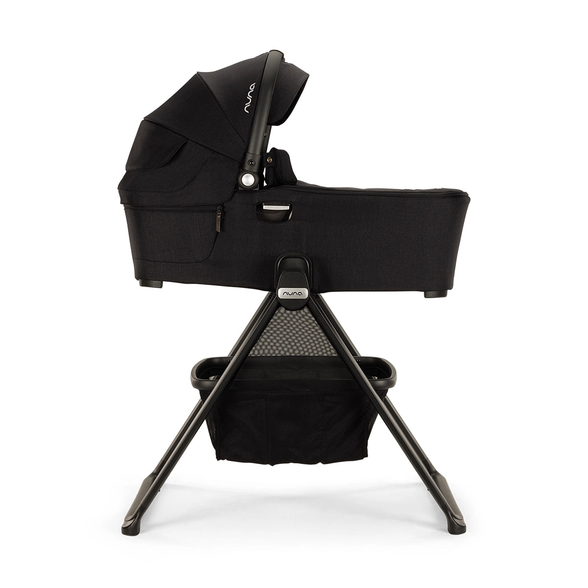 Nuna Demi Bassinet on Stand for Overnight Sleep Profile View