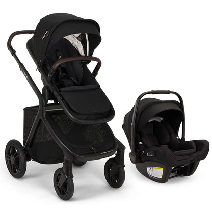 
Black Nuna stroller set with matching infant car seat.