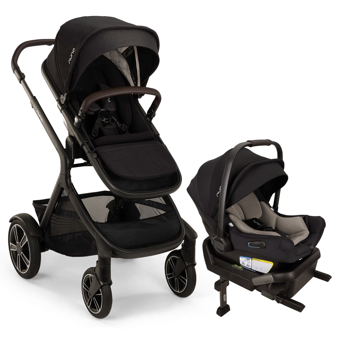 
Nuna Demi Next Stroller in Chocolate Caviar with PIPA Aire infant Car Seat with Base Hero Image